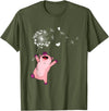 Pig Gifts For Men & Women Happy Pig Lover Kids Dandelion Nature Dancing Pig T-Shirt - Olive Green