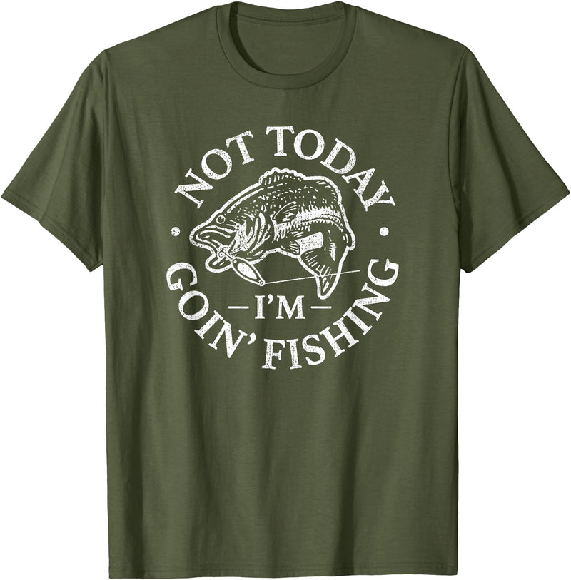 Air Waves Not today, I'm going fishing T-Shirt - Olive Green