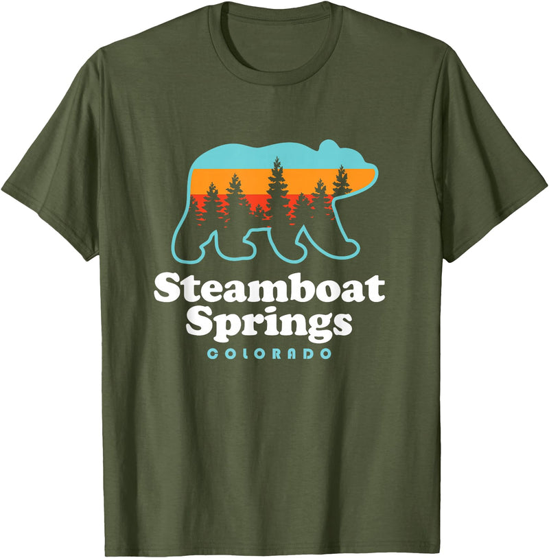 Steamboat Springs Colorado Bear T-Shirt - Olive Green