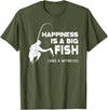 Fishing Fisherman Fisher DA0 Fishing Vintage Happiness Is A Big Fish And A Witness T-Shirt - Olive Green
