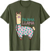 Cool Llama lovers Pyjama day Pajama Llama Cute Llama Pajama Alpaca Kids Women Girl T-Shirt - Olive Green