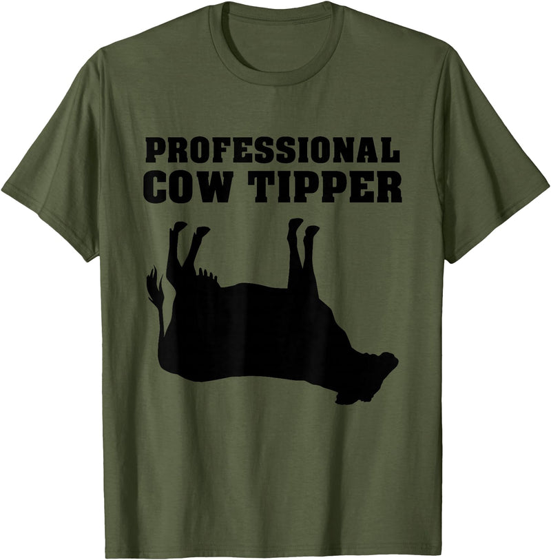 Cow Tipping Apparel Professional Cow Tipper - Cow Tipping T-Shirt - Olive Green