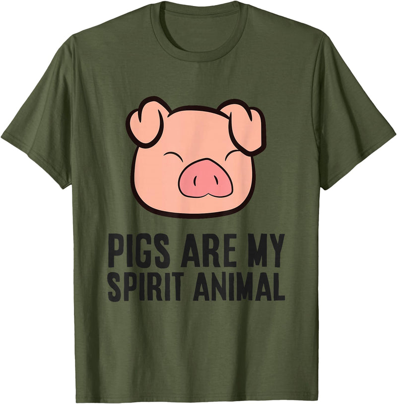 Pig Lover and Pig Farmer Gifts And Tees Pig Lover My Spirit Animal Is A Pig T-Shirt - Olive Green
