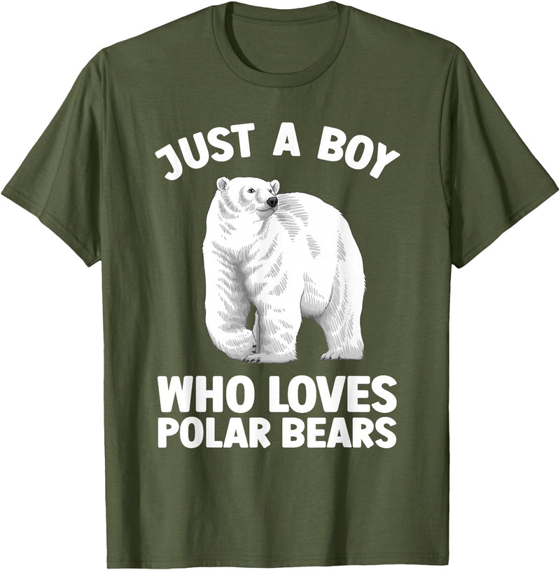Polar Bear Gift Polar Bear Accessories & Stuff Cute Polar Bear Design For Men Boys Arctic Polar Bear Lover T-Shirt - Olive Green