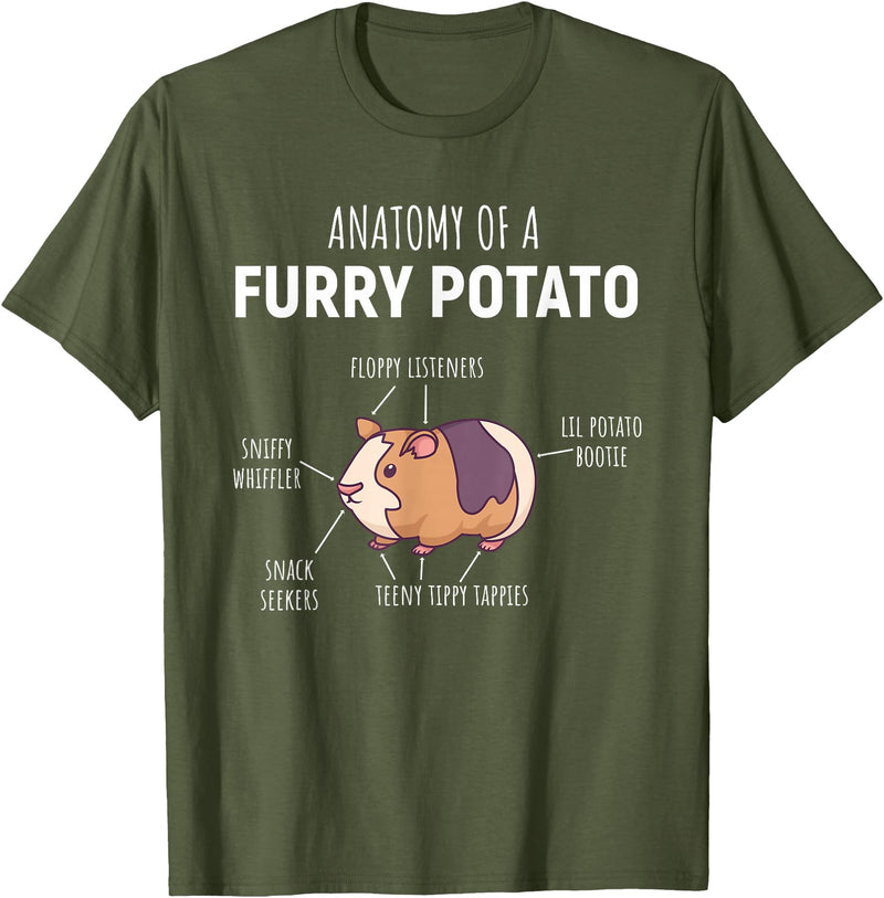 Sweet Anatomy of a Furry Potato Guinea Pig Gifts Anatomy of A Furry Potato Guinea Pig Lover Gift T-Shirt Small - Olive Green