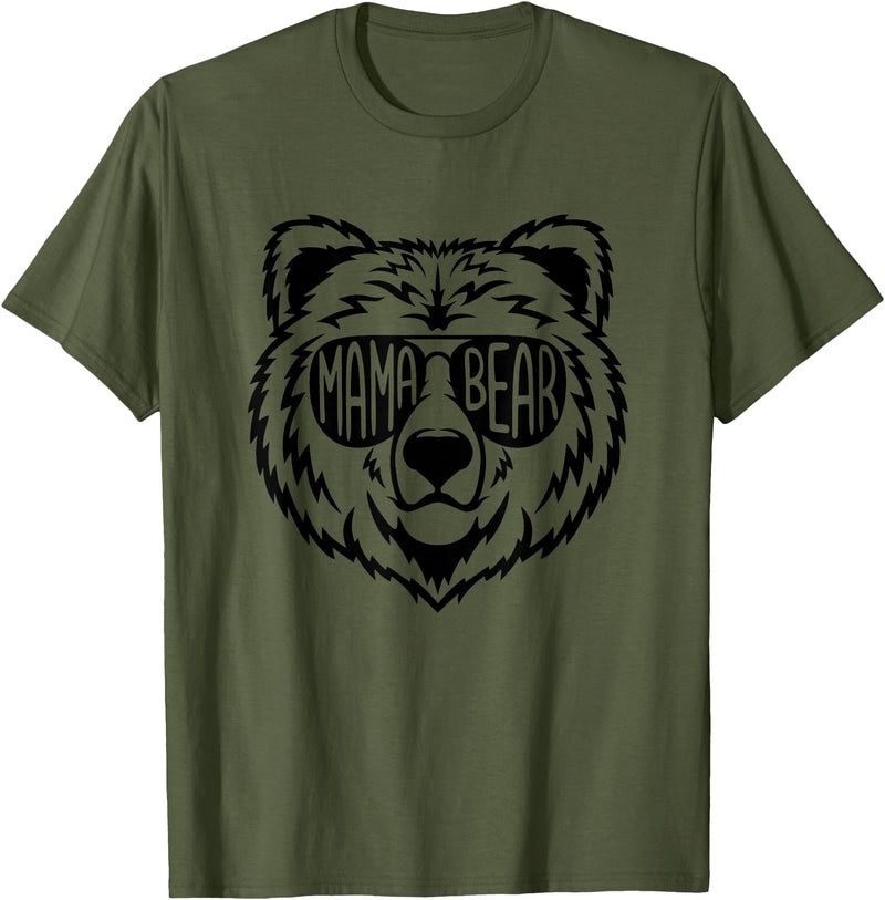 Funny Mothers Mama Bear Face Mama Bear Face Sunglasses Mother Mom Mommy T-Shirt - Olive Green