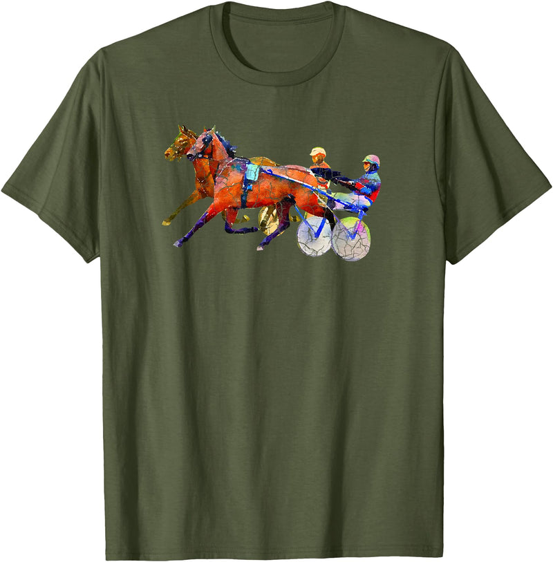Sports Horse Race and Harness Racing T-shirt T-Shirt - Olive Green