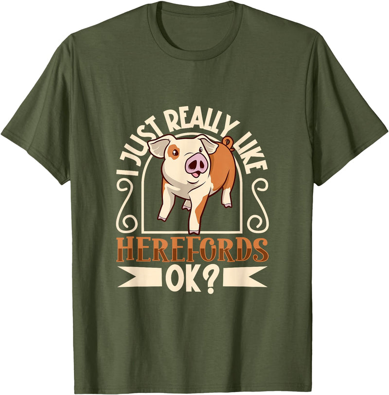Creative Hereford Pig Designs I Love My Hereford Pig T-Shirt - Olive Green