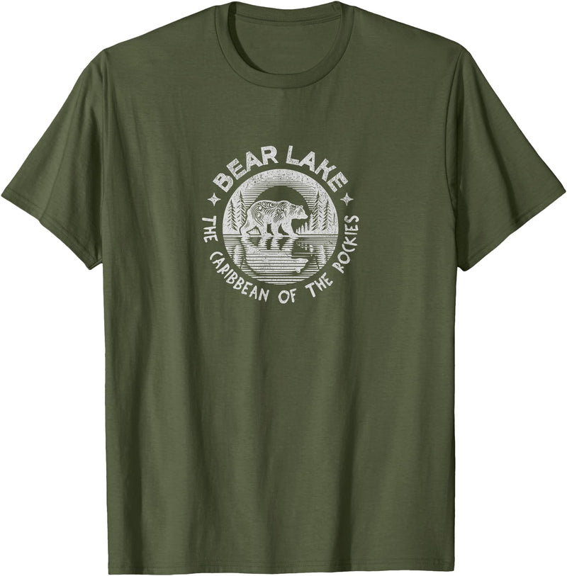 Bear Lake The Caribbean Of The Rockies Utah Idaho Bear Lake Vintage The Caribbean Of The Rockies Utah Idaho T-Shirt - Olive Green