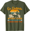 Funny Bear Camping outdoor lovers designs gifts Go Outside Worst Case Scenario A Bear Eats You Camping Gift T-Shirt - Olive Green