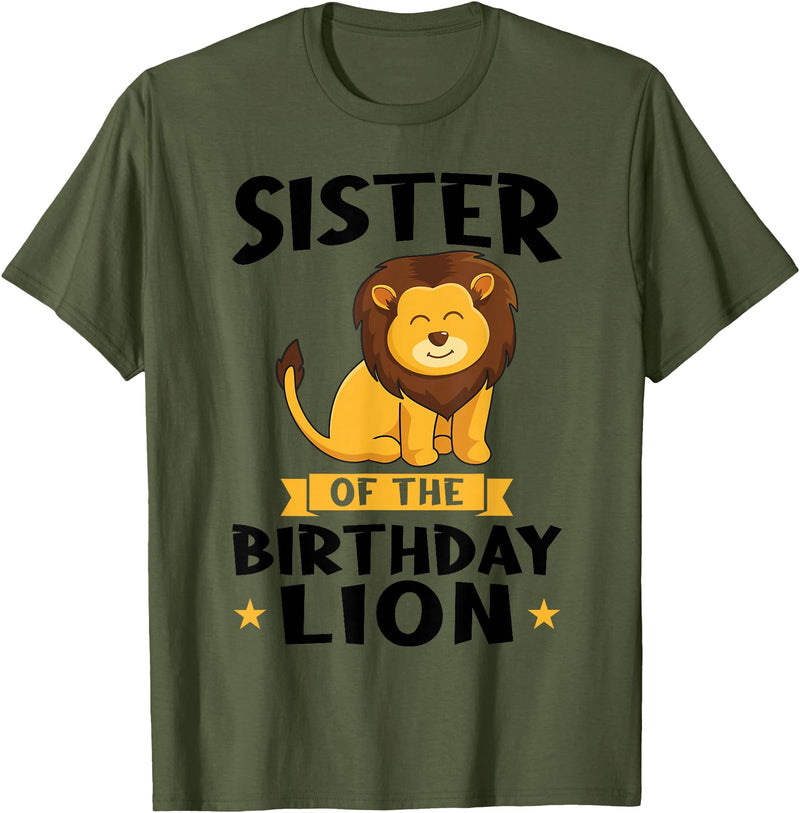 lion sister Gifts sister of the birthday lion birthday T-Shirt - Olive Green