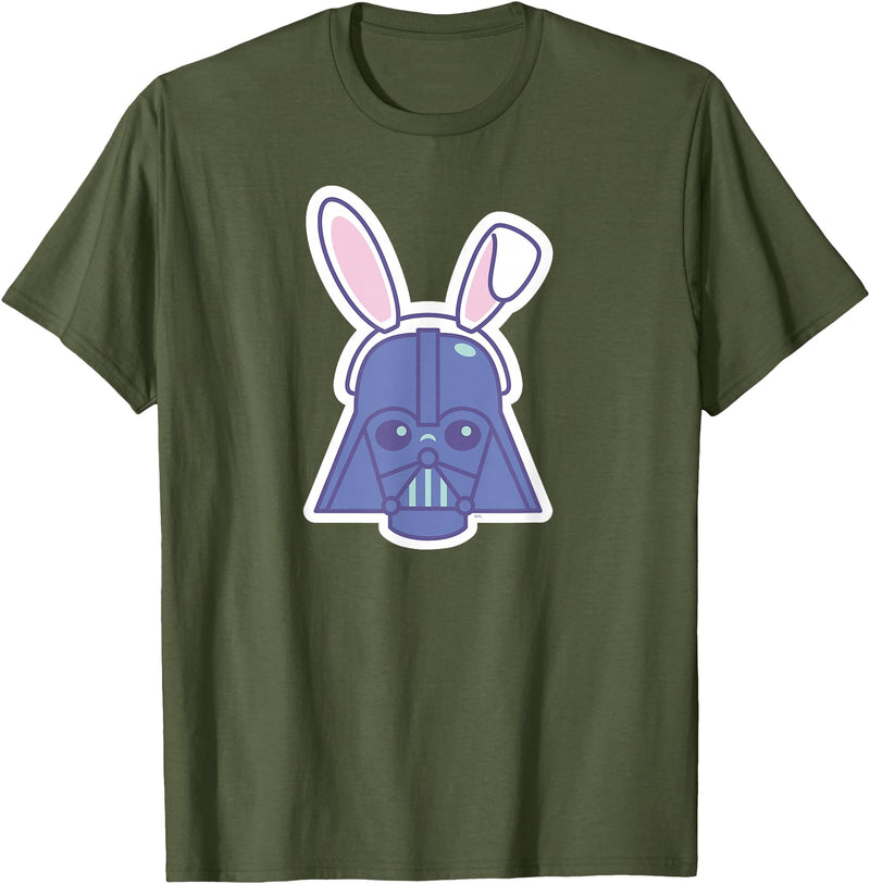 Darth Vader Sticker Style Rabbit Ears Easter Bunny T-Shirt in Olive Green