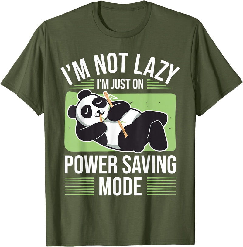 Cute Panda Gifts Panda Bear - Power Saving Mode - Panda T-Shirt - Olive Green