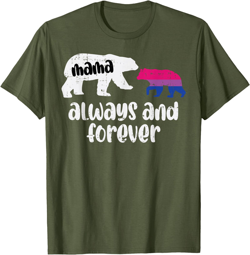 Bisexual Shirts Bi Pride Stuff Men Women Gifts Mama Bear Forever Bisexual Bi Pride Stuff Flag LGBTQ Mom T-Shirt - Olive Green