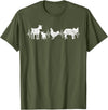 Farmer Farm Animal Lover Gifts Goat Chicken Pig Agriculture Heartbeat Farm Animals T-Shirt - Olive Green