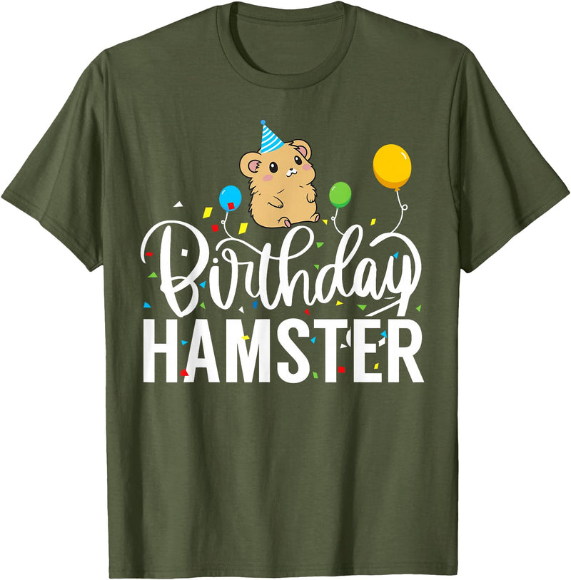 Hamster Birthday Party Birthday Hamster T-Shirt - Olive Green
