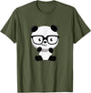My Shirt Hub Cute Little Bear Panda Nerd with Glasses T-Shirt - Olive Green