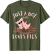 Funny Pig Lover Farm Animals Just A Boy Who Loves Pigs sunglasses In the Mud Kids Boy T-Shirt - Olive Green