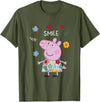 Peppa Pig Smile Cute Flowers & Fruit Full Body Portrait T-Shirt - Olive Green