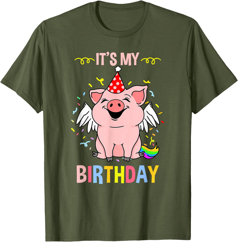 Its My Birthday Pig T-Shirt - Olive Green