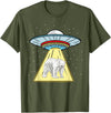 Hiking Lover Design UFO Abduction Polar Bear Arctic Animal T-Shirt - Olive Green