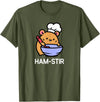 Hamster, Ham-stir Funny Jokes Sarcastic T-Shirt - Unisex-Adults & Kids - Black - Small - Short Sleeve - Cotton Blend - Classic Fit - Crew Neck - T-Shirt - Olive Green