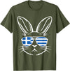 Greek Flag of Greece Orthodox Easter Rabbit Greek Easter T-Shirt in Olive Green