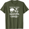 Grandparents Gifts By HustlaGirl Twice Blessed Grandma Bear Shirt Grandmas With Two Grandkids T-Shirt - Olive Green
