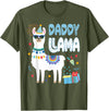 Family Matching Llama Birthday Party Supplies Daddy Llama Dad Of The Birthday Boy Girl Llama Birthday T-Shirt - Olive Green