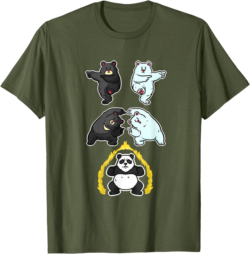 Wowsome! Panda Fusion Funny Panda Bear Lovers T-Shirt - Olive Green