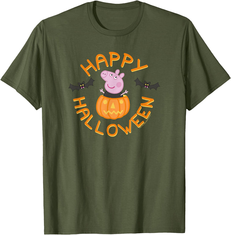 Peppa Pig Halloween Peppa Pig Pumpkin Happy Halloween T-Shirt - Olive Green