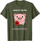 Cute Chinese Zodiac Lunar New Year Tees Year of The Pig Chinese Zodiac Lunar New Year T-Shirt - Olive Green
