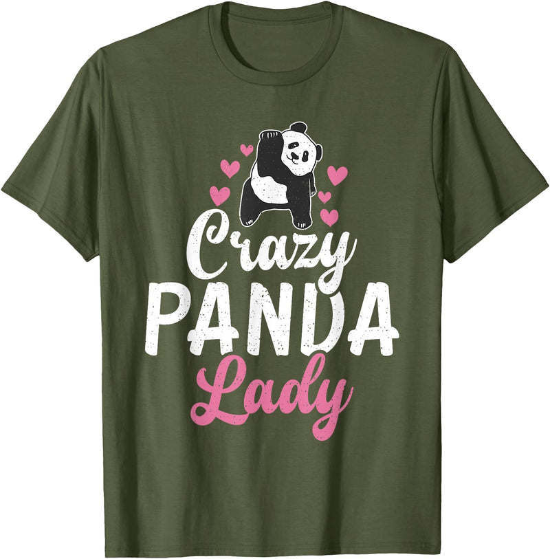 Panda Gifts and Acessories Crazy Panda Lady Panda Bear Lover T-Shirt - Olive Green
