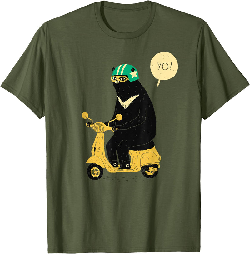 scooter bear tees Scooter Bear black bear T-shirt / taiwan bear shirt sun bear T-Shirt - Olive Green