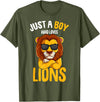 Funny Lion Apparel & Gift Ideas Just a Boy who loves Lions Toddler Boy Kids Lion T-Shirt - Olive Green
