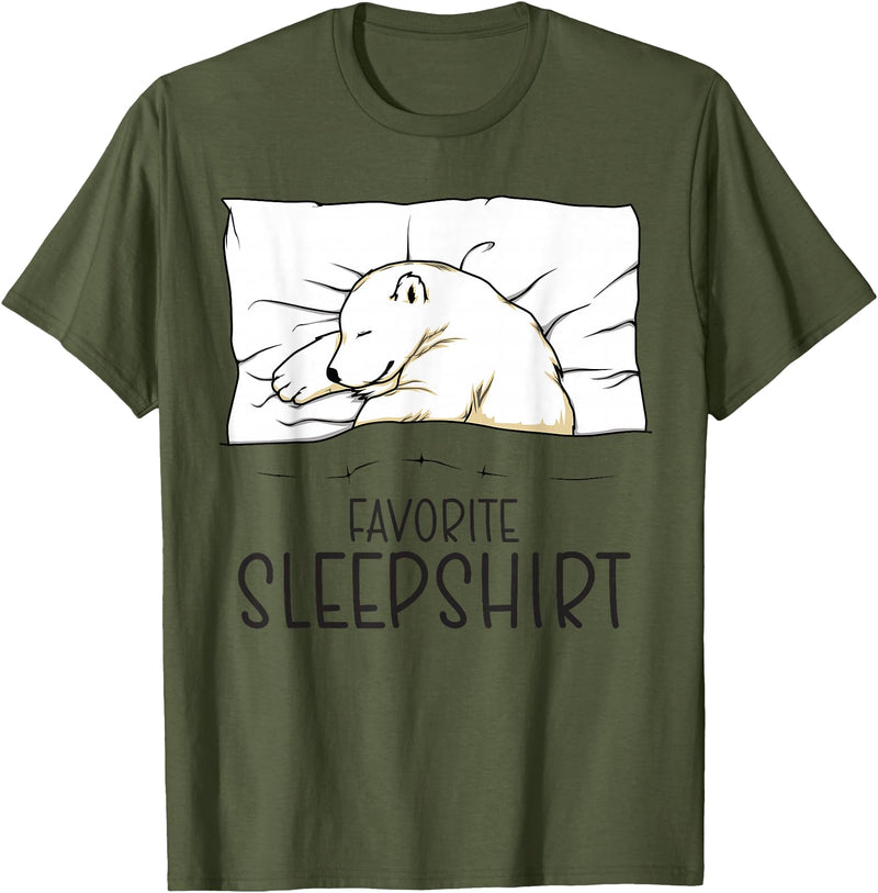 Sleeping & Napping Shirt Gifts For Nap Lovers Favorite Sleepshirt, Napping Polar Bear Pajama T-Shirt - Olive Green