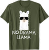 No Drama No Pob-Llama Alpaca Gifts No Drama Llama Alpaca with Sunglasses Llama Lovers Gift T-Shirt - Olive Green