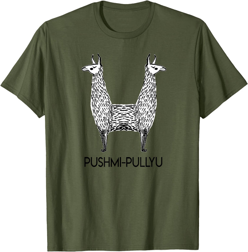 Pushmi-Pullyu Llama Funny Alpaca Llama Style, Pushmi-Pullyu Yoga T-Shirt - Olive Green