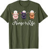 Highland Cow Nurse Life Costume Cute Highland Cow Nurse Life Farm Animal Lover Nursing T-Shirt - Olive Green