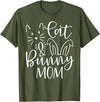 Cute Cat and Bunny Mom Design - Rabbit and Cat Owner T-Shirt in Olive Green