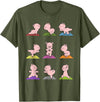 Sporty Animals & Meditating Pets Pig Yoga T-Shirt Funny Piglets In Yoga Poses Sports Tee T-Shirt - Olive Green
