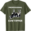 Varsity Cow Tipping by Zynx Professional Cow Tipper Funny Cow Tipping T-Shirt - Olive Green