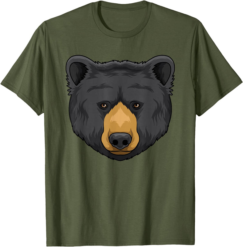 Wowsome! Black Bear Animal Head - Cute Black Bear Lover Women Men T-Shirt - Olive Green
