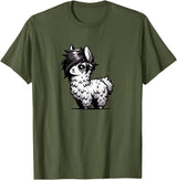Emo Llama Tees Cute Emo Llama Kawaii Kids Boys Girls T-Shirt - Olive Green