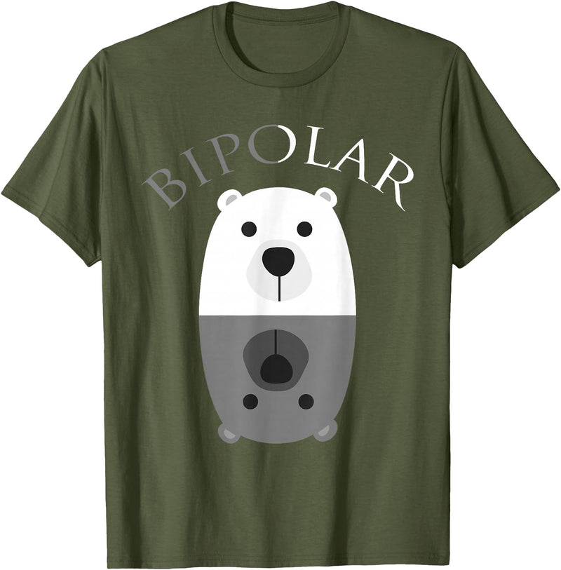 Cool I Love Polar Bears With Bipolar T-shirts Bipolar Shirt | Cute Mental Disorder Polar Bear Tee Gift T-Shirt - Olive Green