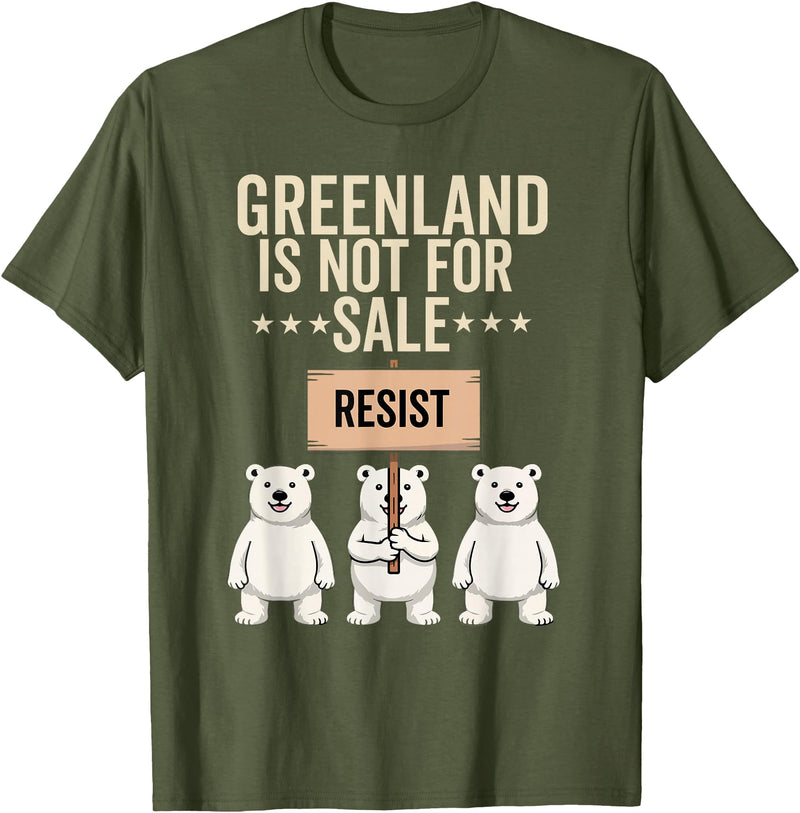 Greenland is not for sale Merch Greenland is not for Sale Polar Bear Greenland Support Prote T-Shirt - Olive Green