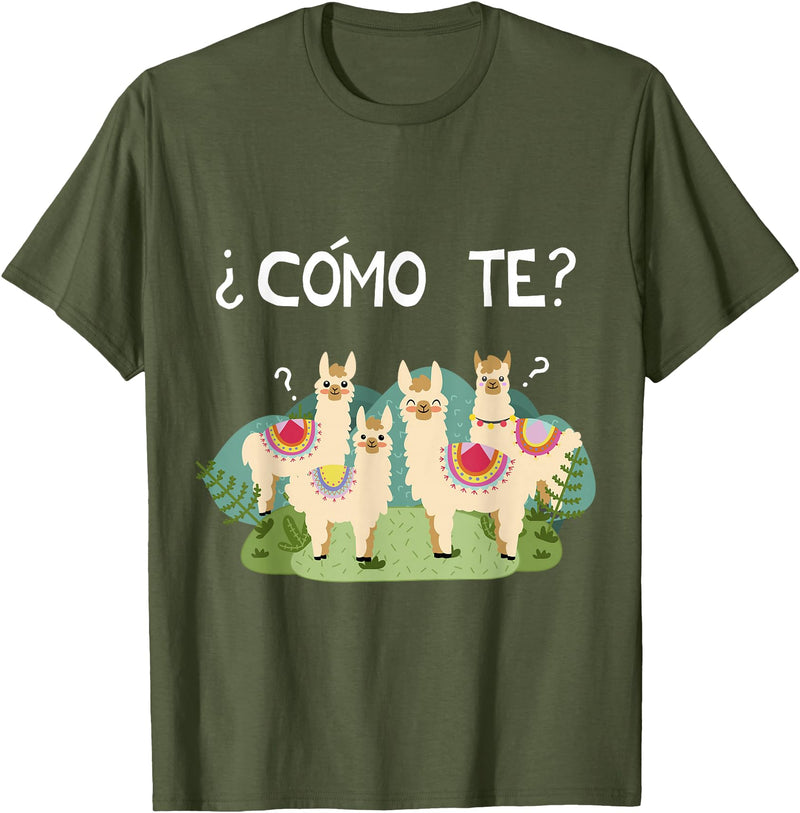 Spanish Shirt | Llama Tee | Funny Spanish Shirt Funny Spanish Tee, Como Te Llama, Llama Tshirt T-Shirt - Olive Green