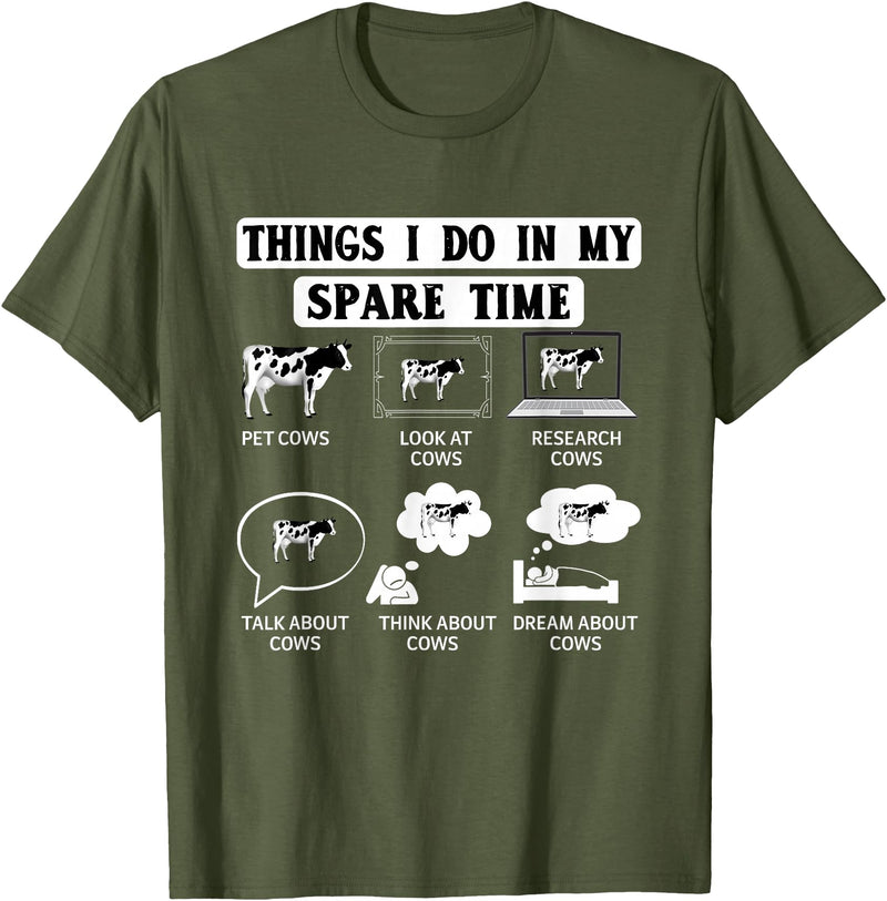 Cow Crop Farm Gift Field Tractor Farmer Ranch Things I do in my spare Time Cow Harvest Farming Barn Cattle T-Shirt - Olive