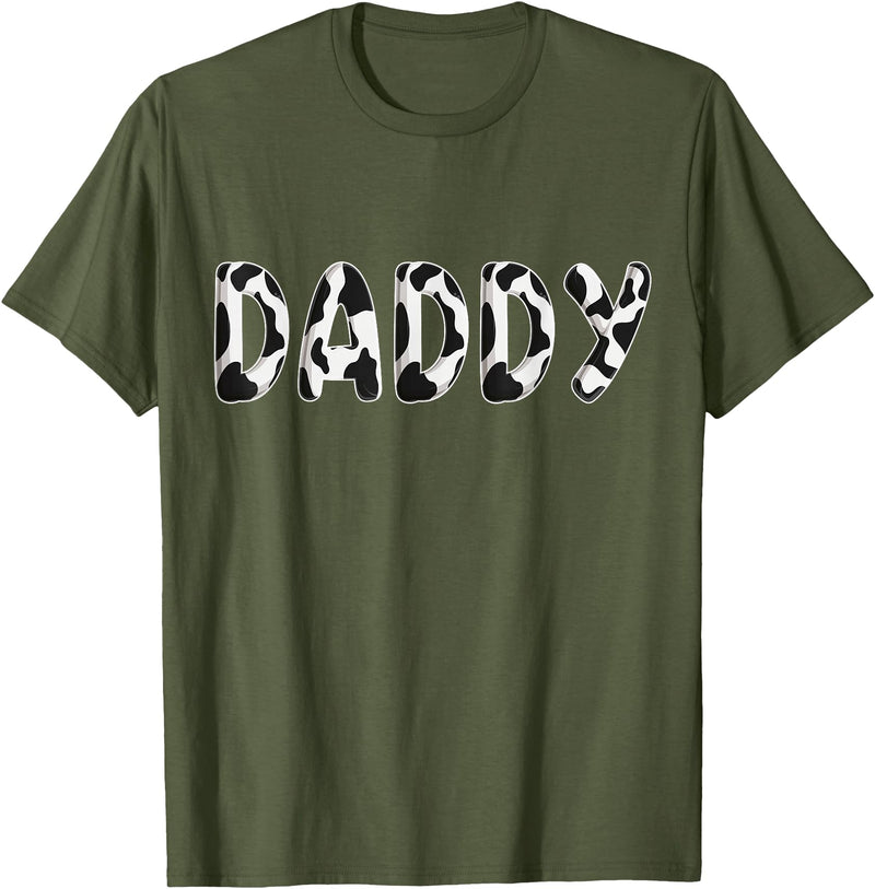 Cow Pattern Print Family Matching Birthday Shirts Cow Daddy Birthday Family Matching Fathers Day Boy Girl Men T-Shirt -