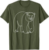 Modern Minimalist Wildlife Line Art Graphic Minimalist Polar Bear Single Line Art Drawing T-Shirt - Olive Green